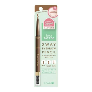 K-Palette Three-Way Eyebrow Pencil 02 Natural Brown